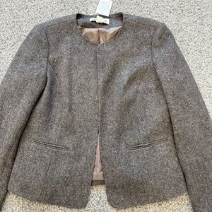 NWT Vintage Orvis 100% Wool Tweed Jacket Brown Preppy Academic Work Women’s US 8
